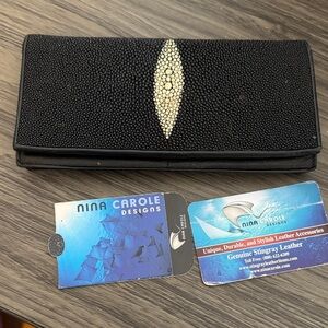 Nina Carole Black Stingray Leather Wallet